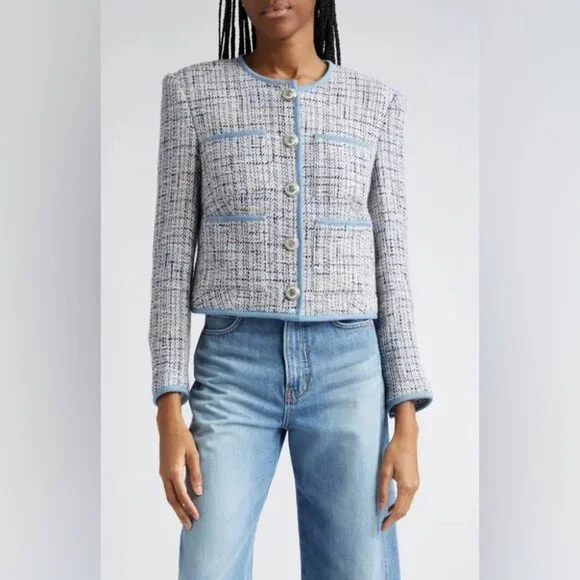 NEW Veronica Beard Darla Tweed Lady Jacket Blazer in Blue Multi | size 4 - Picture 3 of 14